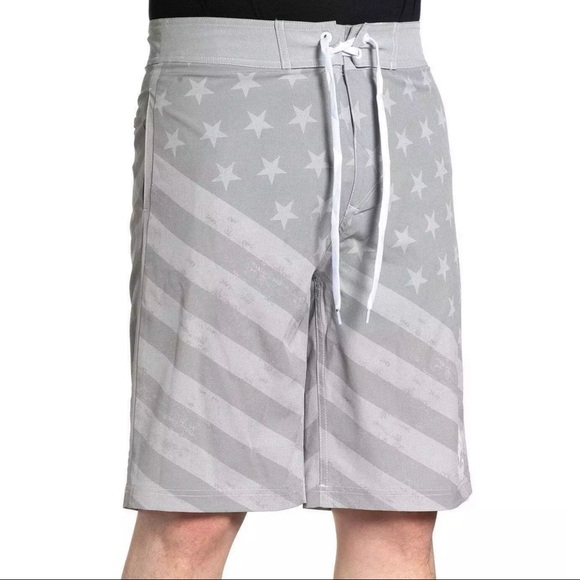 Affliction Men's Board-shorts JUSTICE Grey Swim Short - Picture 4 of 5